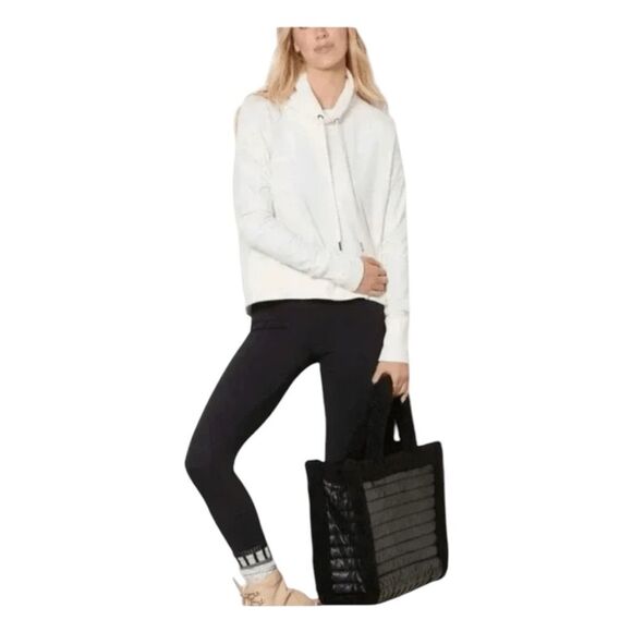 Sweaty Betty Harmonise Luxe Fleece Pullover Sweatshirt Ivory Knit Cowl Neck Long - Picture 3 of 9